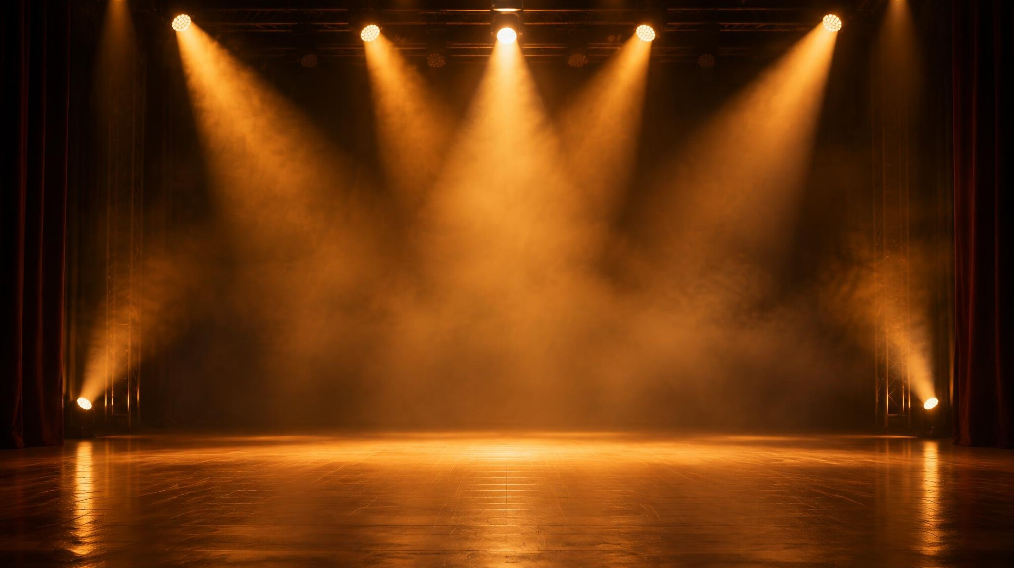 Concert lighting with colourful beams